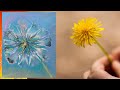 Make a simple dandelion acrylic pour with a flip cup and mini blower  soft and pretty pastels