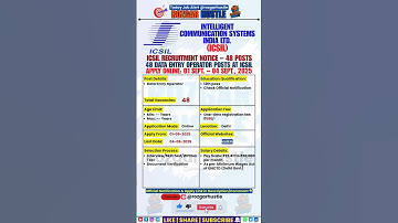 ICSIL Data Entry Operator Recruitment 2025 – Apply Online for 48 Posts | #shorts #job #govtjobs #deo