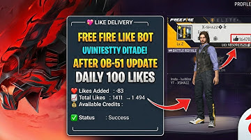 free fire like bot after ob-51 / how to get likes in free fire / daily 100 likes free fire