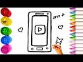 Simple, Beautiful Phone with Youtube Logo Drawing, Painting & Coloring for Kids & Toddlers |Logo#110