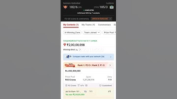 today IPL MATCH 2 CRORE WINNING IN DREAM11 🥳😳🥳 #dream11 #anuragdwivedi #fantasy_cricket_guru