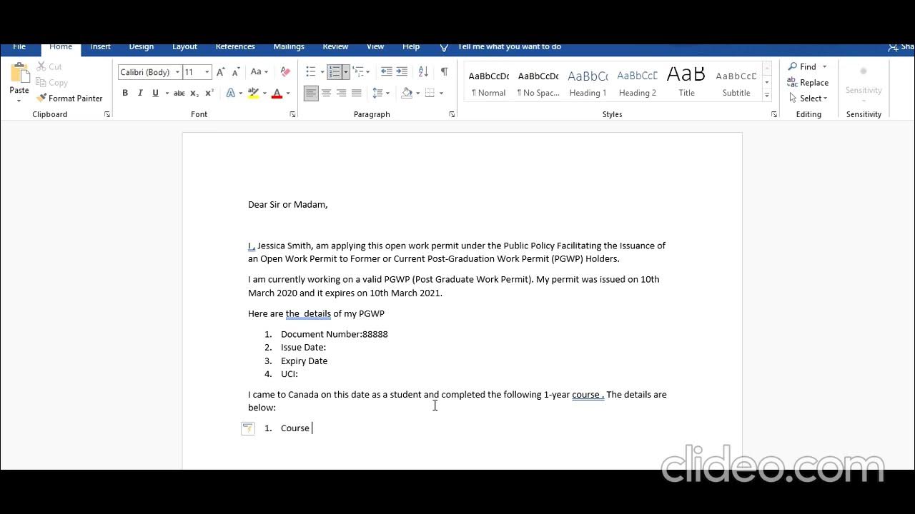 How to Write Letter For PGWP Extension Of 18 Months Pilot In Canada (A