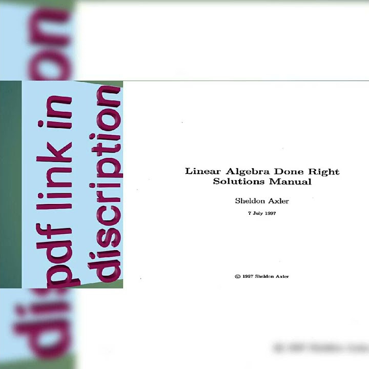 Linear algebra done right solutions notessharing youtube