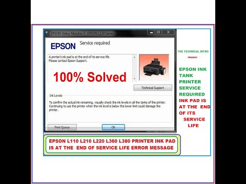EPSON  L210 L220 L360 L380 PRINTER INK PAD IS AT THE  END OF SERVICE LIFE ERROR MESSAGE