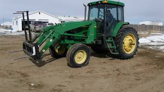 2002 John Deere 7410 2WD Tractor W/ JD 725 Front Loader/Bucket/Bale Fork