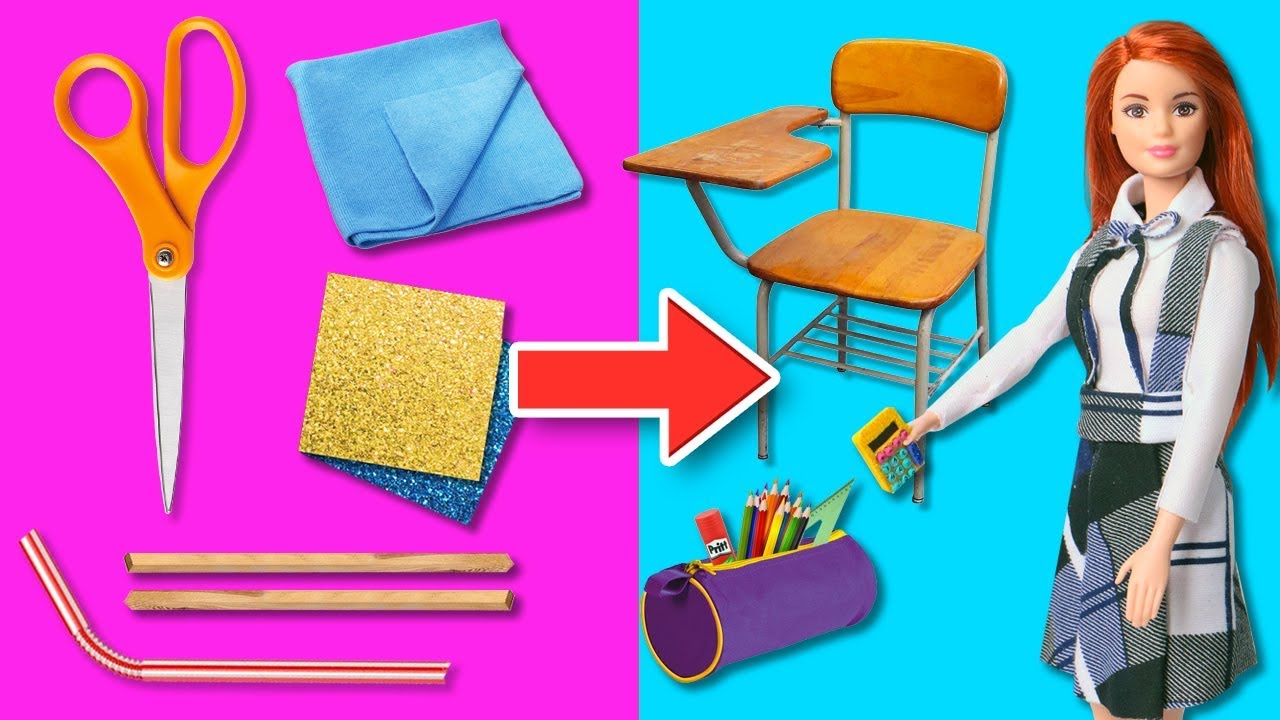 DIY 🏫 MINI SCHOOL ACCESSORIES FOR BARBIE 📚 🎓Crafts &amp; Decor - YouTube