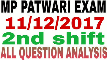 Mp patwari 11 December 2017 second shift paper solved |all answer added
