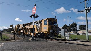 TasRail TT7 BR-3 Ballast Tamper and Regulator crossing Lowes Street Tunbridge