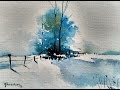 Snowy Winter Landscape with watercolor | Paint with david