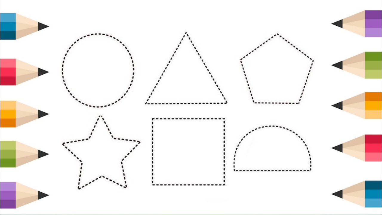 Cute shapes drawing and colouring for nursery kids- 2d shapes - kids drawing shapes and colouring 🎨🎨