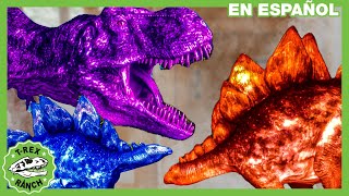 DINOSAURIOS DE COLORES  EN LA TIERRA DEL ARCOIRIS | Videos de dinosaurios y juguetes para niños