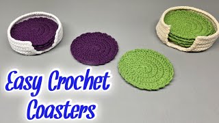 Easy Crochet Adorable Coasters with Holder/Fits 6 Coasters Inside The Holder/Make Great Gifts!