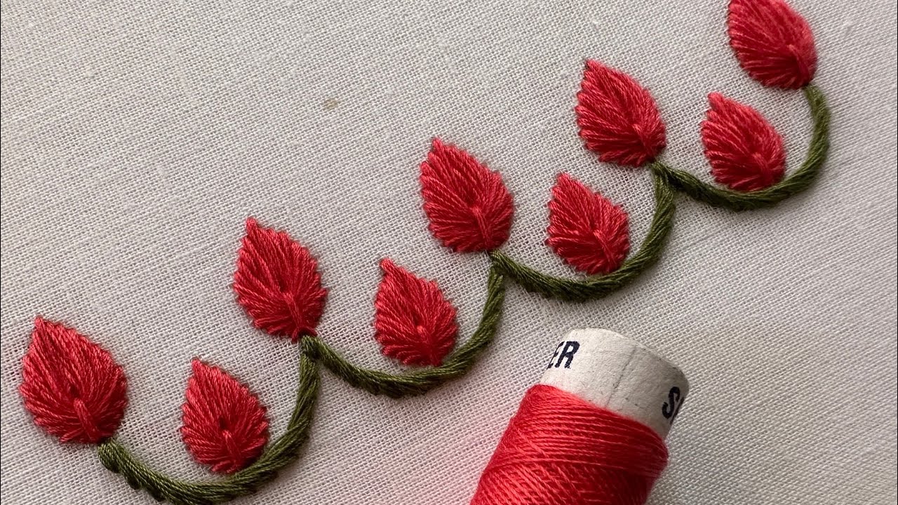 Simple but elegant border hand embroidery design | #embroidery |#easy |#art | #sewing 