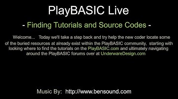 PlayBASIC LIVE:   Help Finding PlayBASIC Tutorials and Source Codes