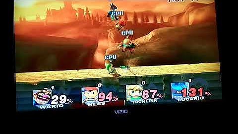 Super Smash Bros. Brawl Wario (CPU) VS. Ness (CPU) VS. Toon Link (CPU) VS. Lucario (CPU)