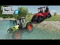 Pulling tractor out of the river  farming simulator 22