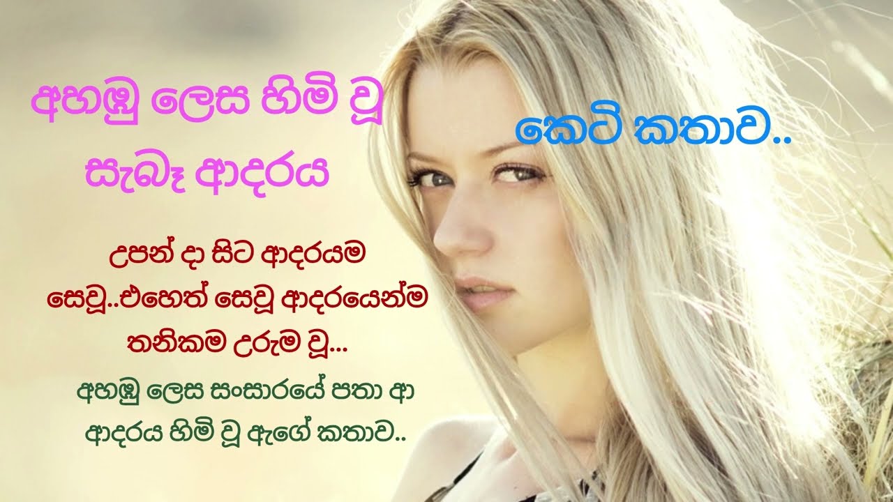 අහඹු ලෙස හිමි වූ සැබෑ ආදරය. කෙටි කතාව එක හුස්මට..(නැවත පල කිරීමකි)
