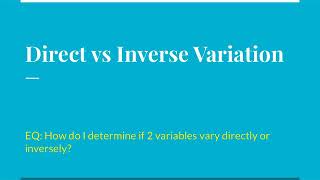 Direct vs Inverse Variation Basics