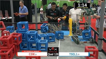 2015 VEXU Q128 - CSM vs TSEL1 - 57 to 44-Division Div-VEX U-VEX Worlds 2015