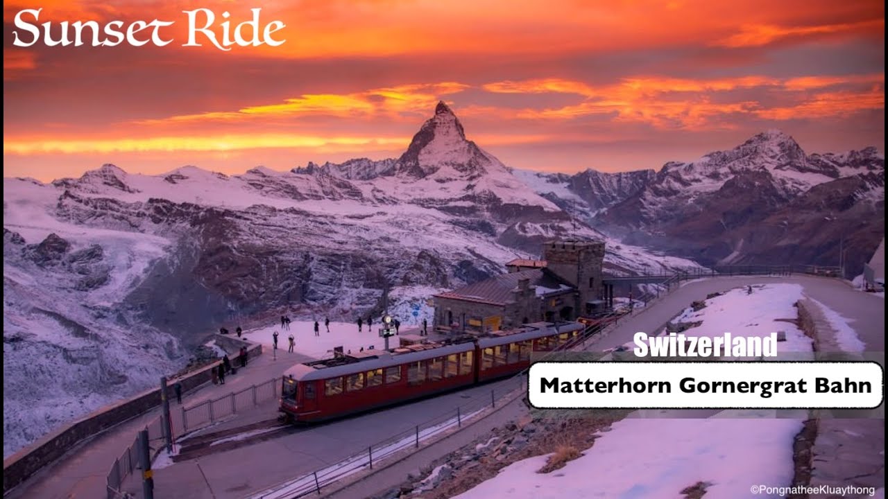 Sunset ride - Gornergrat Bahn Matterhorn Railway - Zermatt Switzerland | 4K HDR