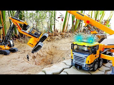 [30분] 포크레인 덤프트럭 구출놀이 중장비 자동차 장난감 모래놀이 Excavator Truck Car Toy Rescue Play