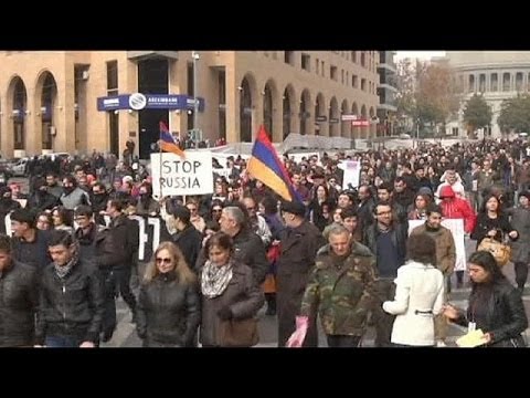 Акция протеста в Ереване против вступления Армении в Таможенный союз