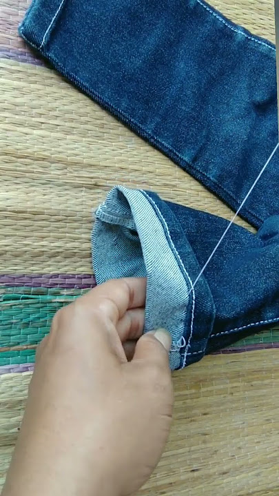 An easy way to manually sew jeans that stand for #shorts
