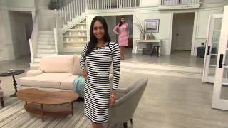 Liz Claiborne New York Bateau Neck Striped Dress with Jayne Brown