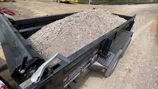 Load Trail Dump Trailer. Attempting to Dump Spread Crushed Concrete on the New Section of Driveway.