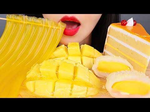 ASMR MANGO JELLY NOODLES, CANDIED FRUIT TANGHULU, CAKE, MOCHI  망고 케이크, 젤리국수, 탕후루, 찹쌀떡 먹방 咀嚼音 MUKBANG