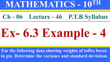 || Math Class 10th || Chapter 6 || Exercise 6.3 || Example 4 || Variance || Standard deviation ||