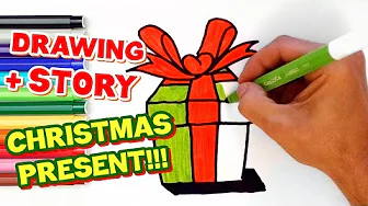 How to Draw Christmas Present | Surprise Present Story for Kids (Part 1)