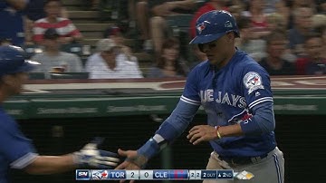 TOR@CLE: Travis opens scoring with two-run single