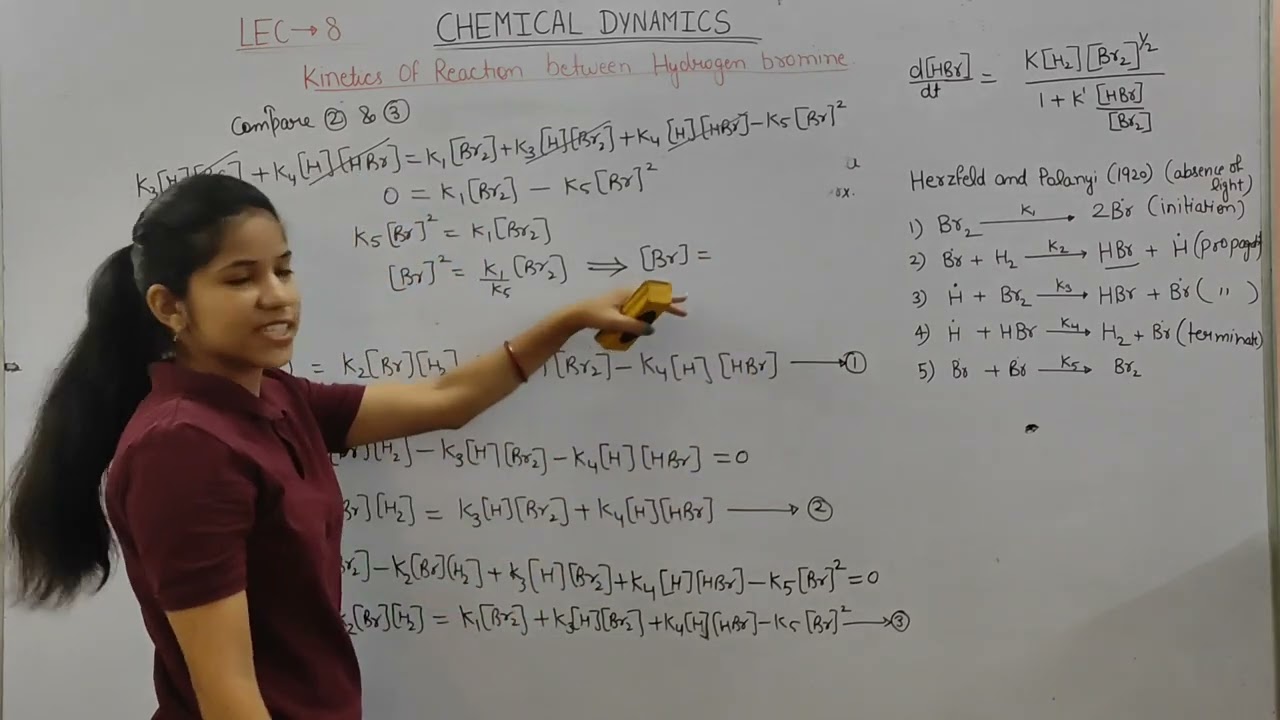 Chemical dynamic | part 8 | kinetics of reaction between Hydrogen - Bromine | chemistry champs |