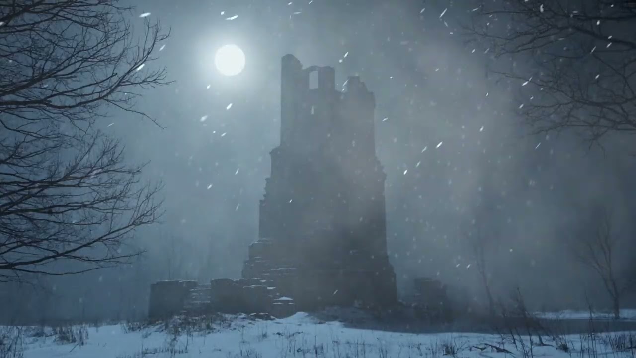 Blizzard Sounds for Sleep.  Heavy Snowstorm and Howling Wind at Old Ruined Tower.  Winter Ambience.
