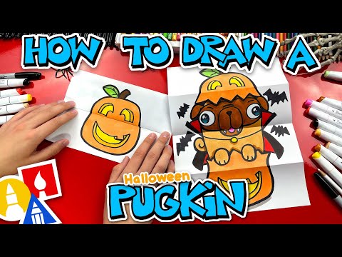 How To Draw A Cute Pug In A Pumpkin - A Pugkin!