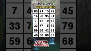 Find 3 pairs of identical numbers/ HOW OLD IS YOUR BRAIN?/Dementia Prevention Quizzes/Tests.No.738