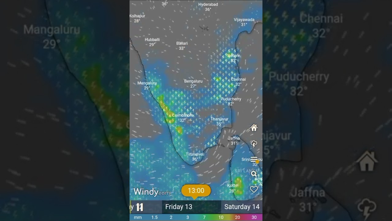 Rain Forecast of South India for the next Three days. - Windy.com
