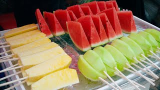 Fruits Cutting Skills in Korea (Melon,Pineapple,Watermelon)∥Korean Street Food