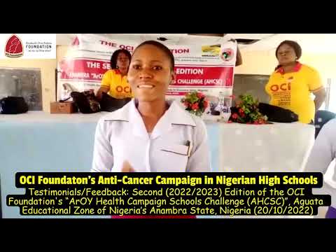 Testimonials 1: Anambra High School Students on OCI Foundation's ArOY Anti-Cancer Campaign; 20/10/22