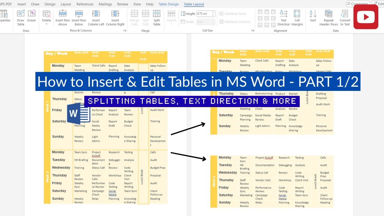 How to Insert and Edit Tables in MS Word | Table Layout Tab Explained ...