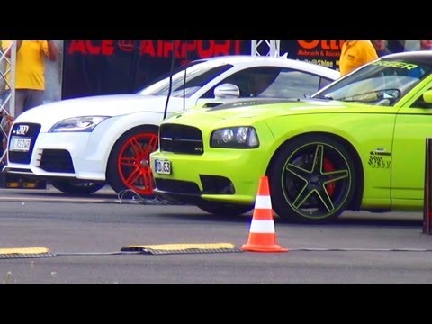 Audi TT RS vs Dodge Charger SRT8 Drag Race Viertelmeile 1/4 Meile Beschleunigung Rennen Acceleration