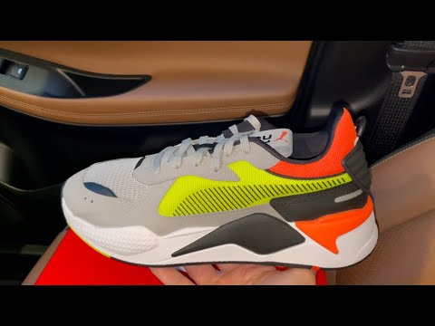 Puma RSX Hard Drive Grey Yellow Red shoes unboxing - YouTube