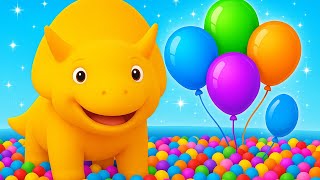 learn colors dino plays balls balloons