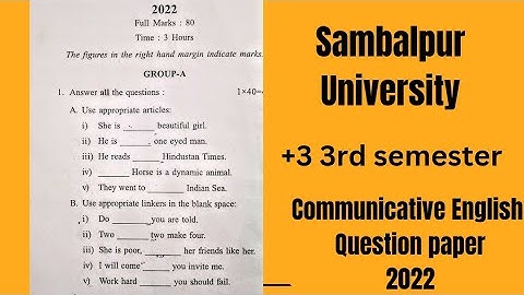 #sambalpuruniversity  +3 3rd semester communicative English question paper #previousyearquestions