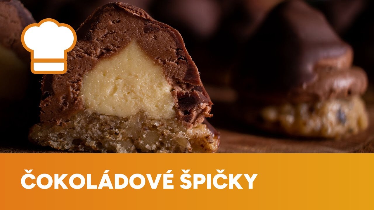 Čokoládové špičky: Pusinka likérové náplně zabalená do čokoládového krému.