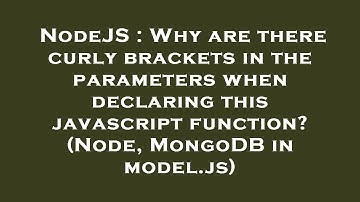 NodeJS : Why are there curly brackets in the parameters when declaring this javascript function? (No