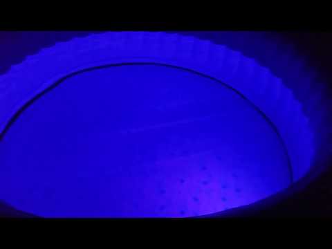 Intex PureSpa LED in a Bestway Saluspa Lay-Z-Spa Miami Hot Tub at night