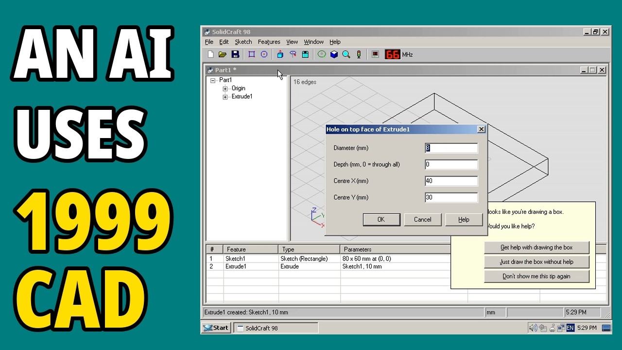 SolidCraft 98: I let an AI drive my fake Windows 98 CAD program - YouTube