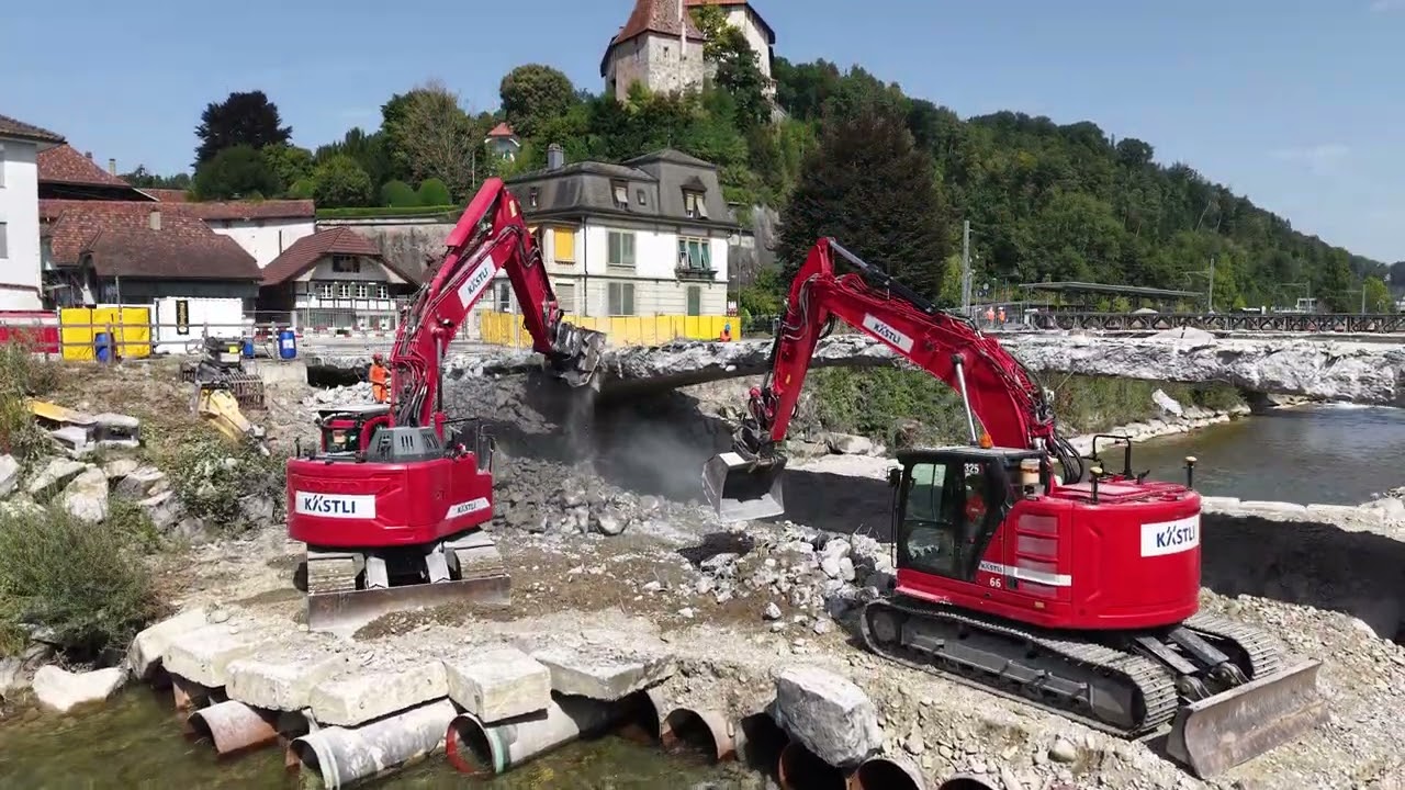 2025-08-14 Abbruch der Sensebrücke von 1908